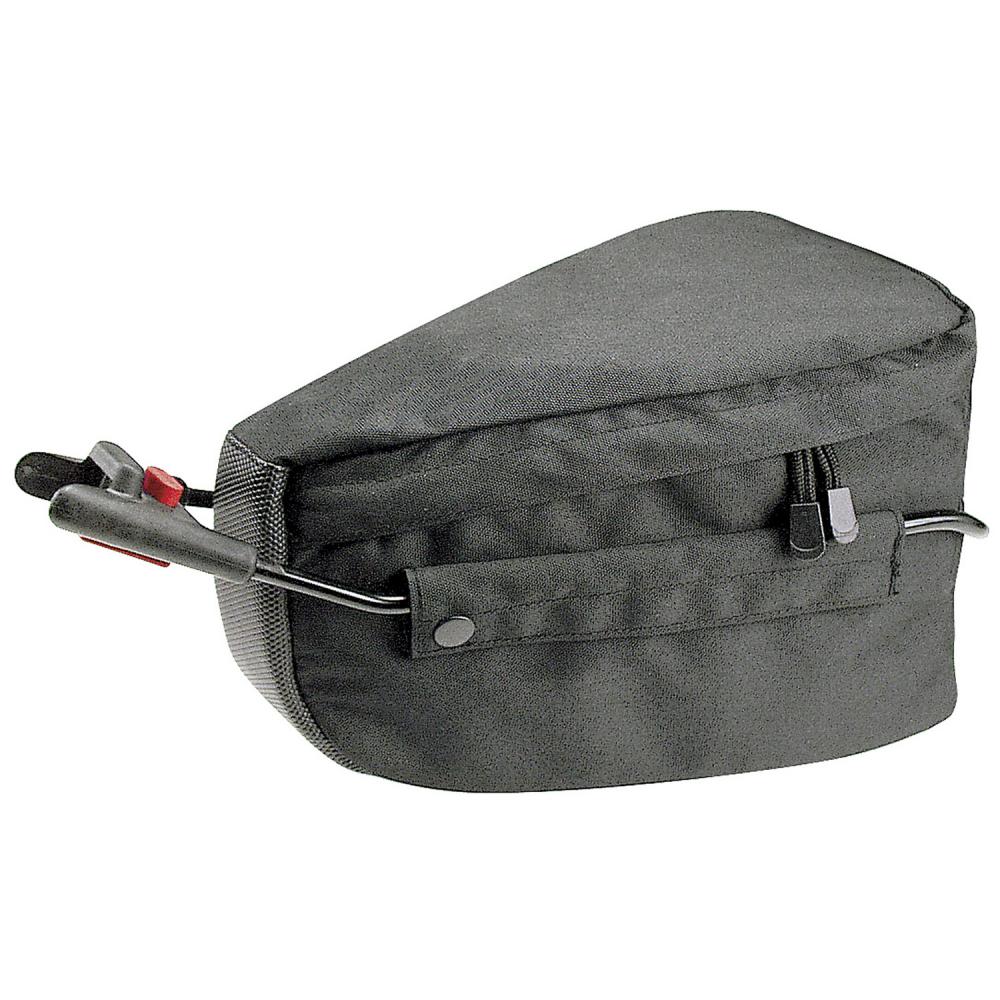 Schwarze KLICKfix Contour Mudguard Satteltasche mit Adapter für Fahrrad.