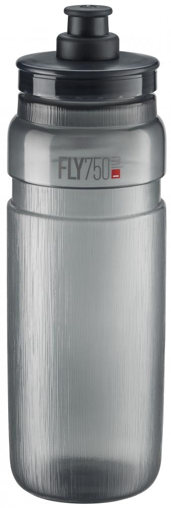 Graue ELITE Fly Tex Smoke 750ml Fahrrad-Trinkflasche, ultraleicht mit hoher Durchflussrate.