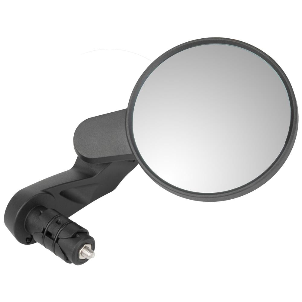 M-WAVE Spy Space XL Fahrradspiegel links, schwarz, 80mm, blendfreies Echtglas, 3D-verstellbar.