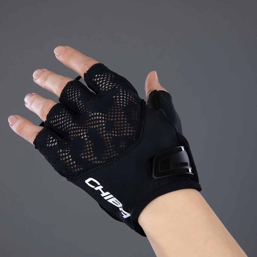 CHIBA Lady Gel - Damen Radhandschuhe kurzfinger, schwarz/schwarz, S