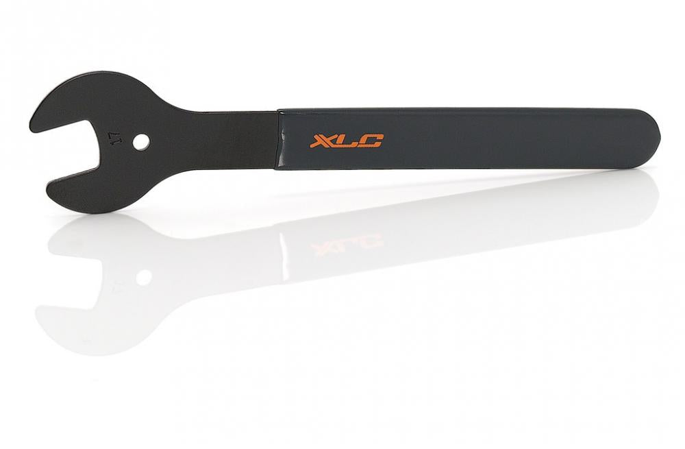 Schwarzer XLC Fahrrad-Konusschlüssel TO-S22 16mm auf weißem Hintergrund.