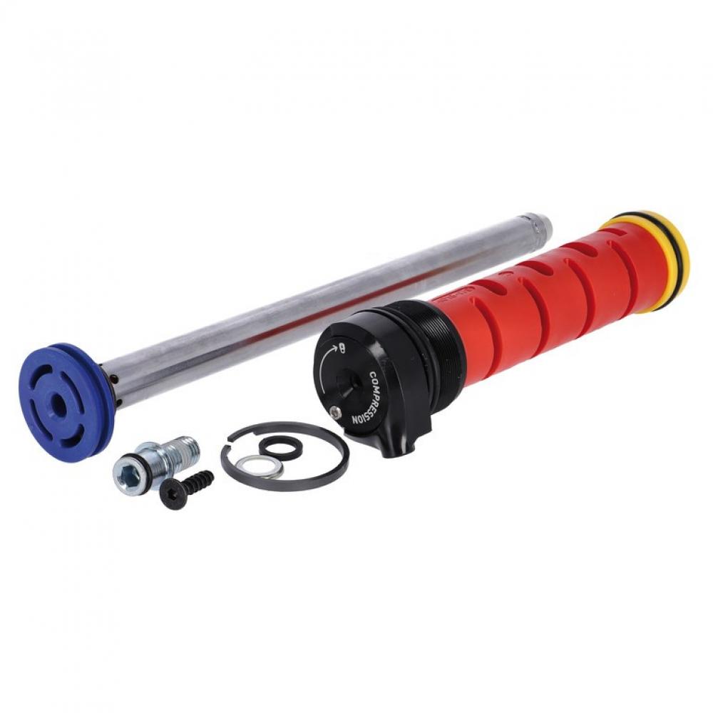 RockShox Gabeldämpfer Sektor Silver/Recon RL, zerlegt mit Dämpferkartusche, Stange und Kleinteilen.