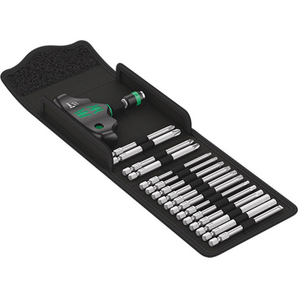 Wera Kraftform Kompakt 400 Quergriff-Schraubendreher Set 17-teilig im schwarzen Etui.