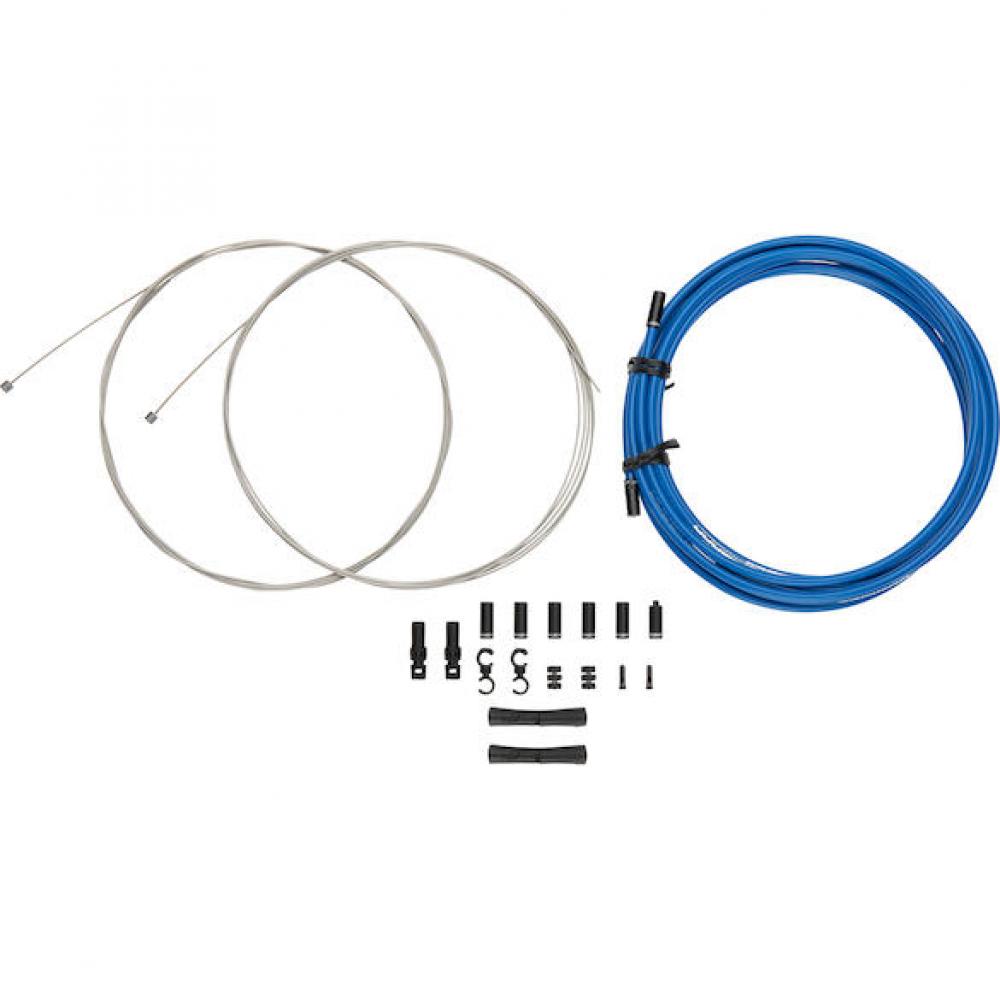 Jagwire Schaltzugset Road & Mountain Sport XL Blau - Extra-lange Außenhüllen für Road und MTB