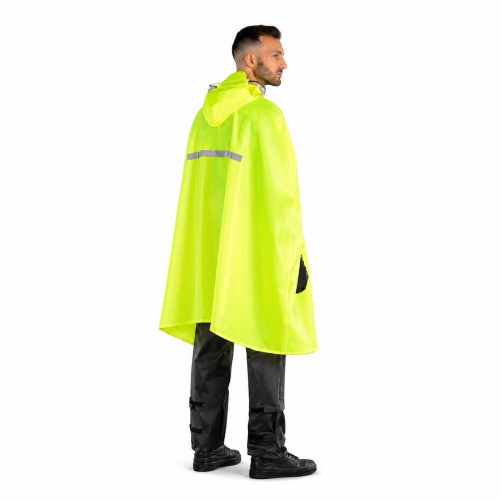 CHIBA Regenponcho - wasserdicht, winddicht, neongelb, Größe M/L