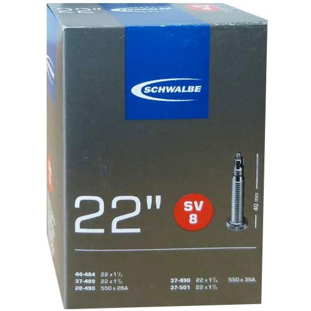 Schwalbe Fahrradschlauch SV8 Box für 22 Zoll (22x1 3/8) Reifen, mit SV Ventil 40mm.