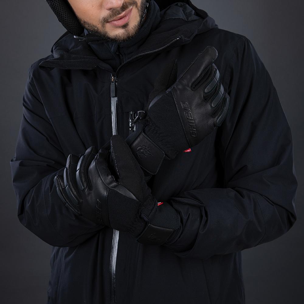 CHIBA Sport Pro - wasserdichte Winter-Radhandschuhe mit PrimaLoft, Größe 7, schwarz
