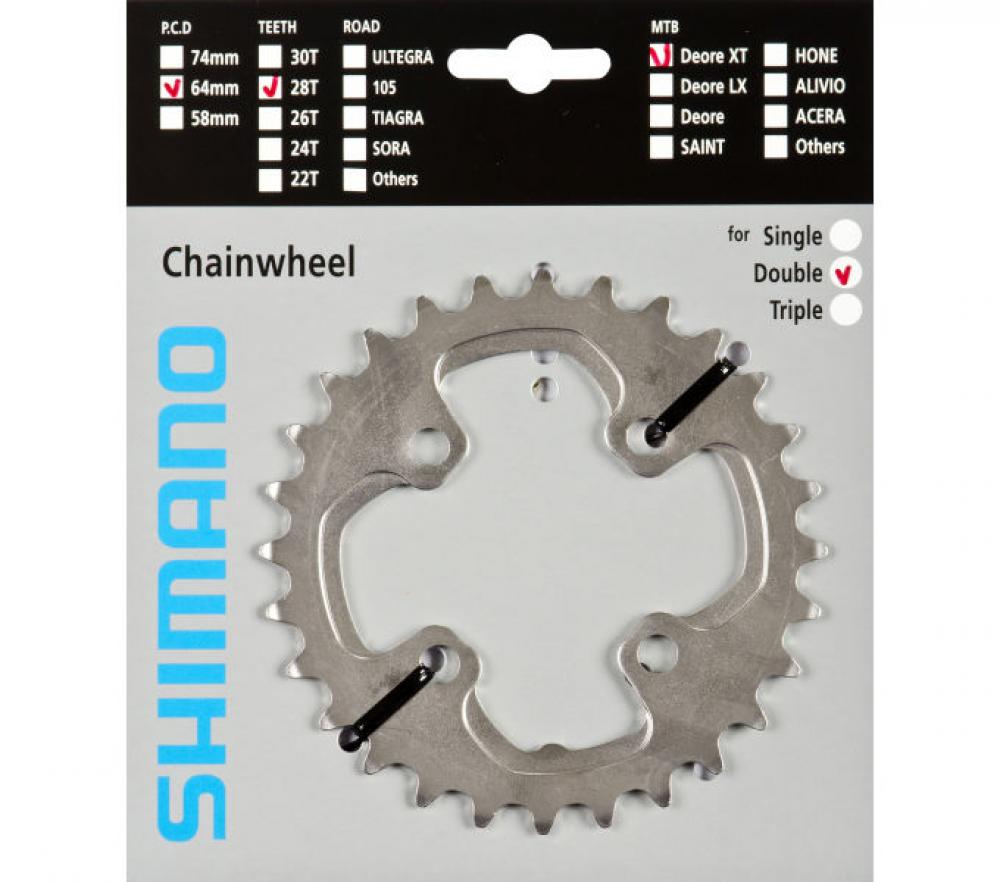 Shimano XT FC-M785 Kettenblatt 28 Zähne silber - präziser Antrieb für 2x10-fach