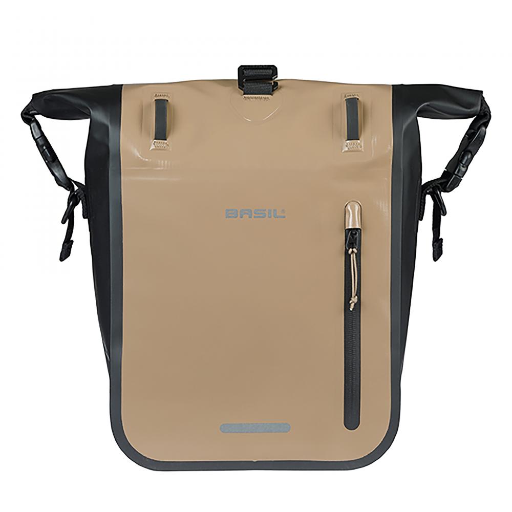 Basil Einzeltasche Rivo M sand/schwarz 12-15L - Fahrradtasche mit MIK Hooks, wasserabweisend, modernes Design