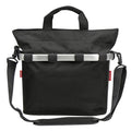 Schwarze KLICKfix Reisenthel Fahrradtasche Bikebasket oval mit Tragegriffen, Schultergurt und silbernem Rahmen.