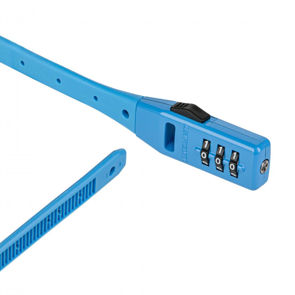 Blaues Kryptonite Click Lock Zahlen-Kabelschloss, 10mm Durchmesser, 45cm lang, mit 3-stelliger Kombination.