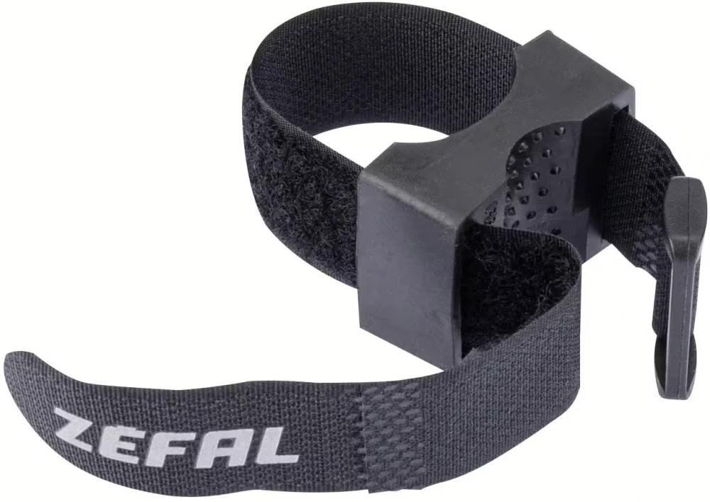 Schwarzer Zéfal Klettverschluss-Halter für Fahrrad-Pannenspray, ideal zur schnellen Reifenreparatur unterwegs.