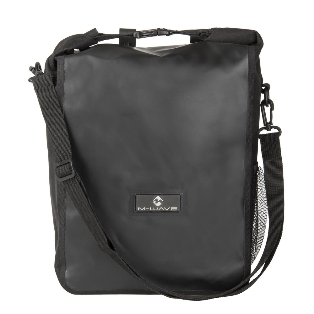 M-Wave Seitentasche EDMONTON 16 Liter schwarz, wasserdichte Fahrradtasche mit Schultergurt.