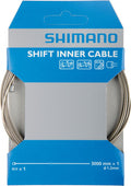 SHIMANO Tandem Schaltzug aus Edelstahl, 3000mm Länge, 1.2mm Durchmesser, in blauer und grauer Produktverpackung.