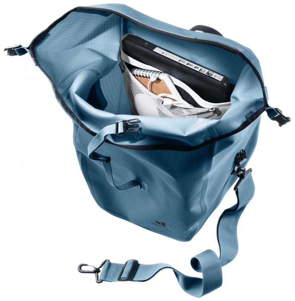 Deuter Visby 25+5 Fahrradtasche 25L Wasserdicht Grau - Gepäckträgertasche mit Schultergurt
