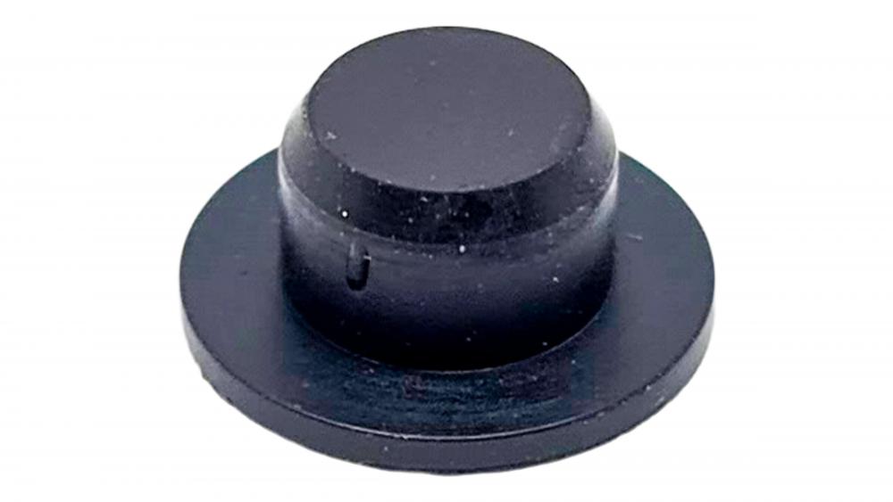 PLUG Adapter CBG PLUG - FRONT DERAILLEUR EXIT PORT ROUND SOLID RUBBER PLUG - FLAT TOP 12.4MM TOP X 6.2MM BASE (R-18) - CBG PLUG, FRONT DERAILLEUR EXIT PORT, ROUND SOLID RUBBER PLUG - FLAT TOP, 12.4MM TOP X 6.2MM BASE (R-18)