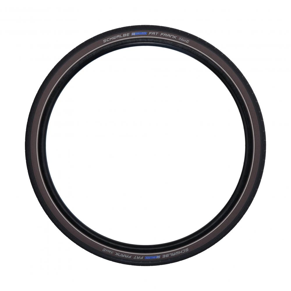Schwalbe Fat Frank 28x2.00 ETRTO 50-622 Fahrradreifen in Braun mit Reflexstreifen und K-Guard Pannenschutz.