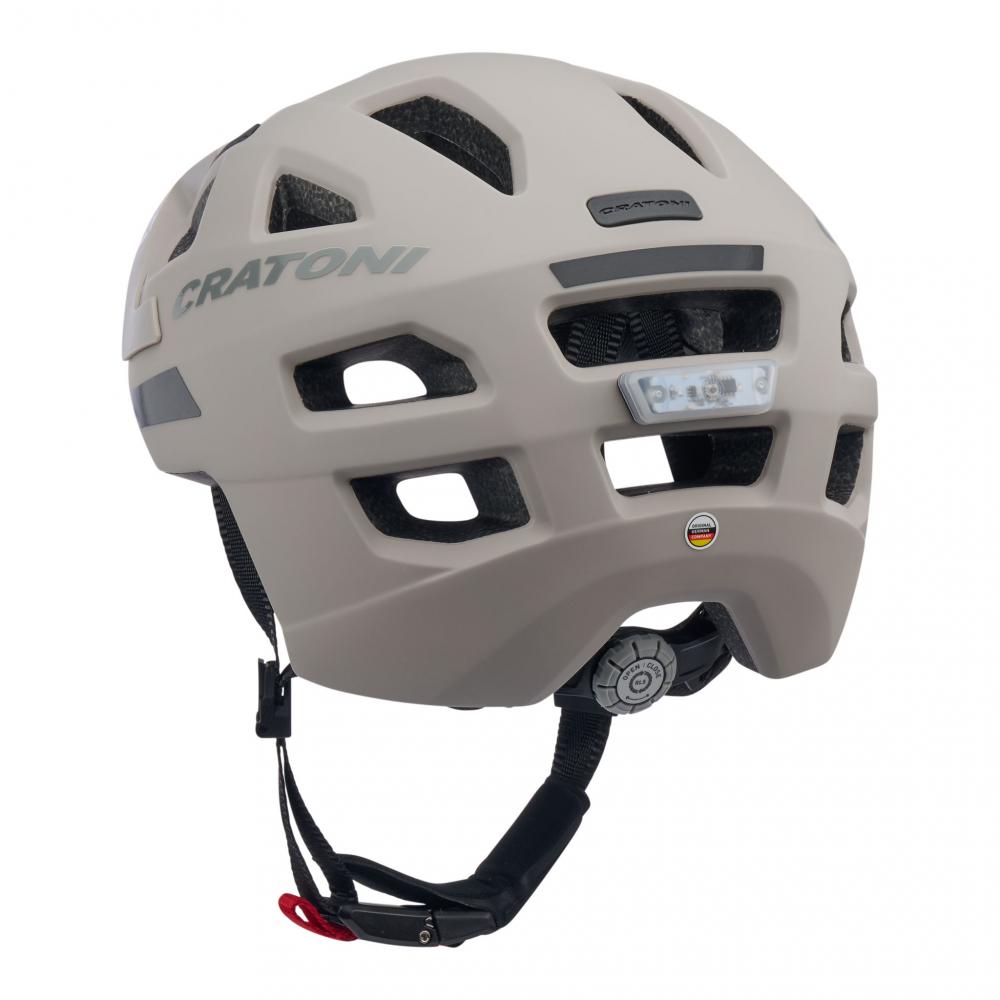 CRATONI Maxster Pro Kinder-Fahrradhelm - Größe S 48-53 cm, Sand Matt, 245 g, Rücklicht, 14 Ventilationsöffnungen, Insektenschutz, RLS 360°, CleanTex