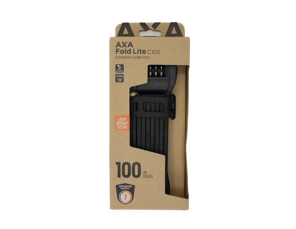 AXA Faltschloss Fold Lite 100 Code schwarz, leichtes und sicheres Fahrradschloss mit 100 cm Länge.