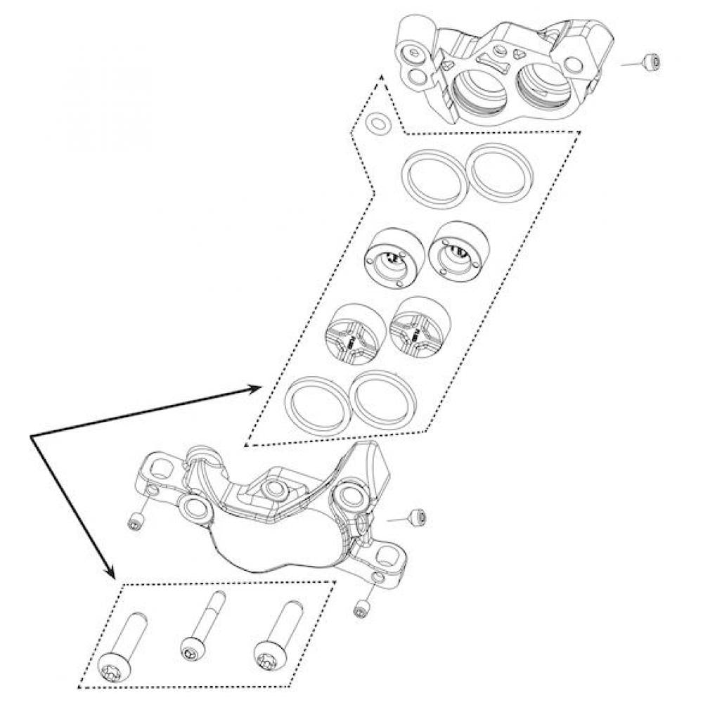 Hayes Bremssattel Rebuild Kit für Dominion T4 Schwarz - zuverlässige Wartungslösung