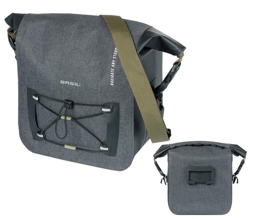 Basil Lenkertasche Navigator Storm KF schwarz 11 Liter - Wasserdichte Fahrradtasche mit KlickFix-System - City-Tasche