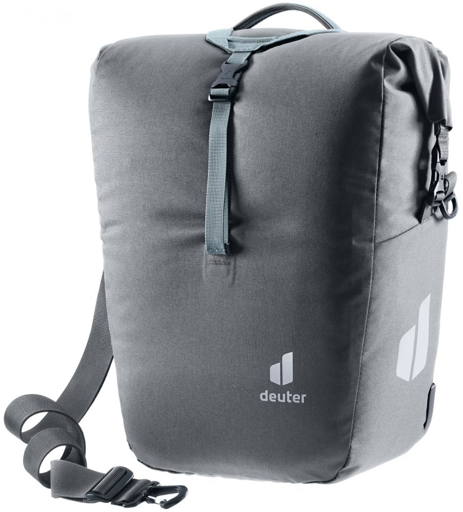 Deuter Valbona 20+5 Fahrradtasche 25 Liter Graphite - wasserdicht mit Roll-Top und Regenhülle