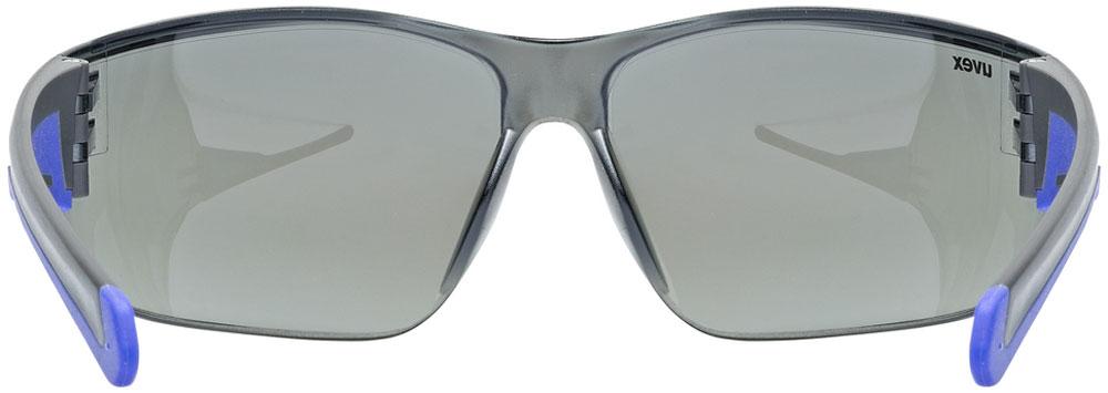 Uvex Equate Sportbrille - Schwarz-Blau, verspiegelte Gläser, 100% UV-Schutz, Litemirror-Beschichtung, weiche Bügel & Nasenpads für Komfort
