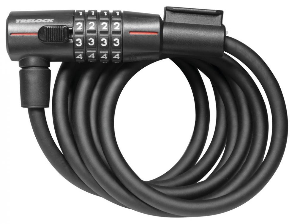 Trelock Zahlenspiralkabelschloss 180 cm D 10 mm SK 210/180/10 schwarz mit Halter ZK 234