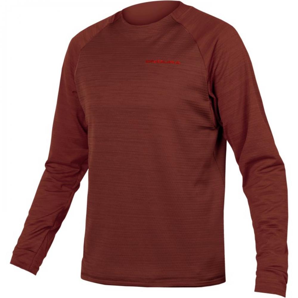 Endura SingleTrack Fleece Langarmshirt XL brick red - wärmendes Netzfleece, atmungsaktiv & isolierend mit Rücktasche