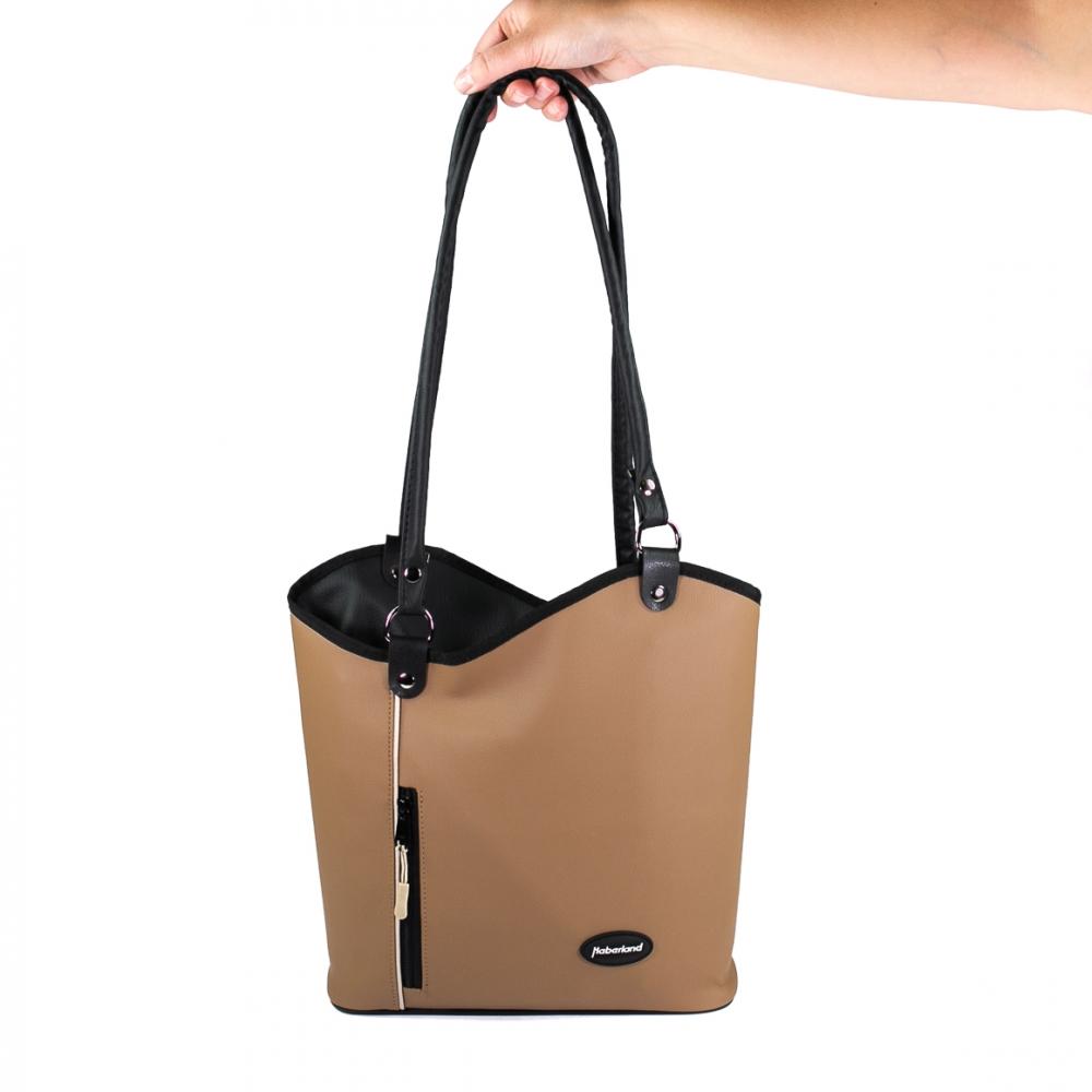 Haberland Lenkertasche Melanie hellbraun/schwarz beige - flexible Rucksack-Lenkertasche mit KLICKfix
