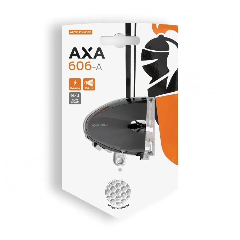 Axa Dynamo-Scheinwerfer 606 Auto LED schwarz chrom StVZO, 15 Lux, Auto ON/OFF, integrierter Reflektor.