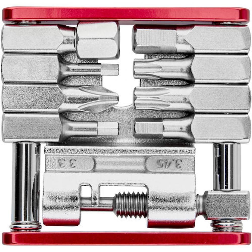 Procraft Werkzeug Mini Advanced 16 Funktionen Rot/ Silber - kompaktes Fahrrad-Multitool
