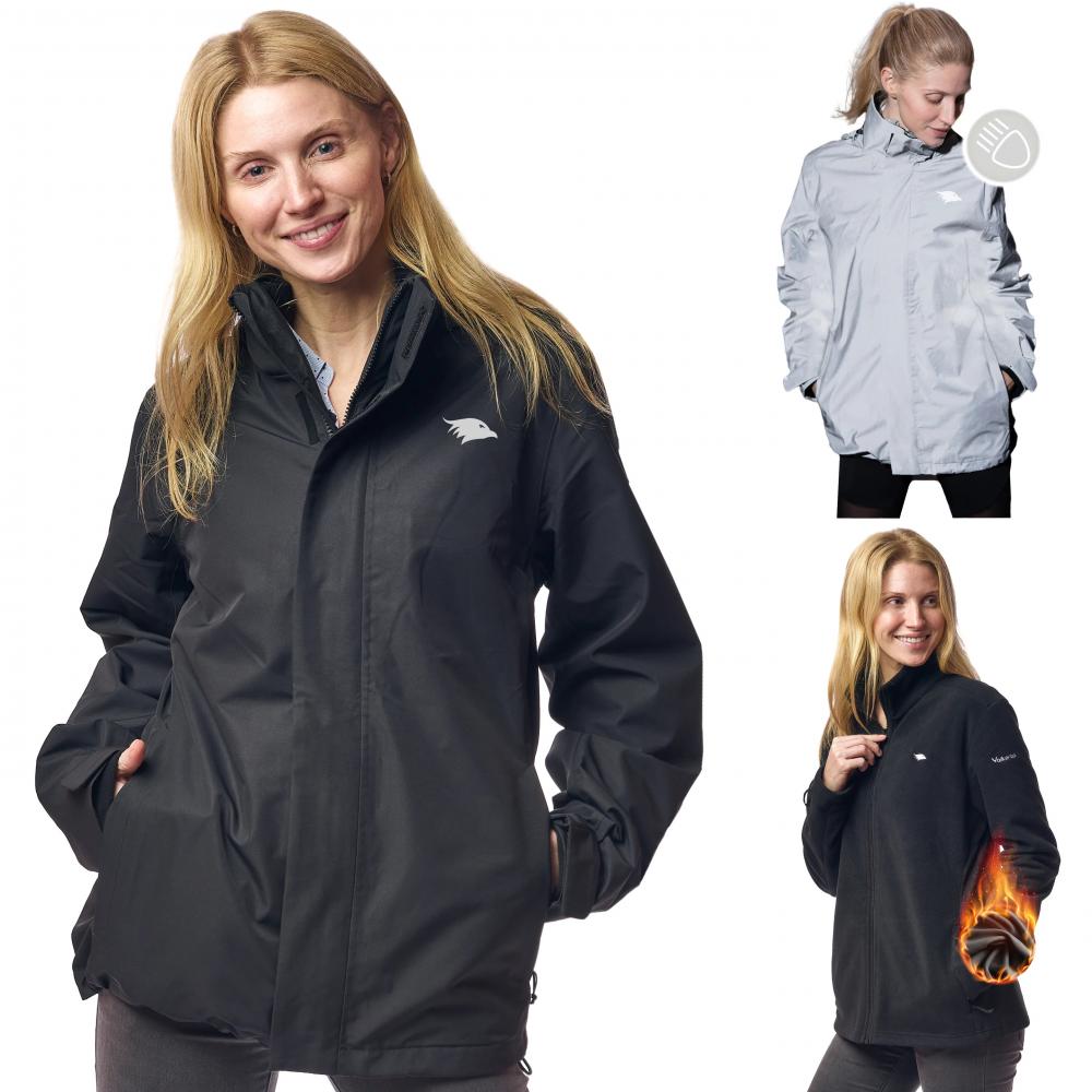 Valkental Damenjacke 3in1 Smart Jacket wasserdichte Jacke mit Fleece Zipp-In 4XL schwarz