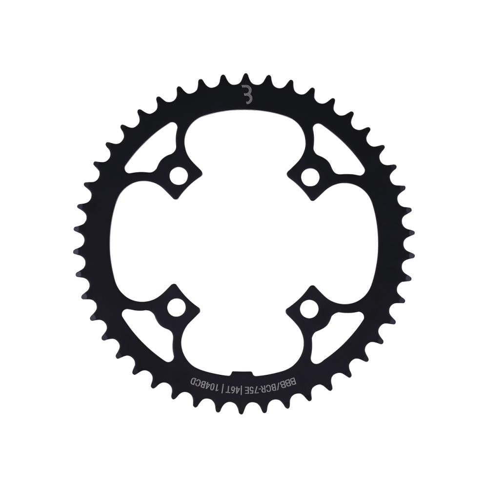 BBB Cycling BCR-75E E-Bike-Kettenblatt aus Stahl, 46 Zähne, 104 BCD, schwarz. Robust für E-Bikes.