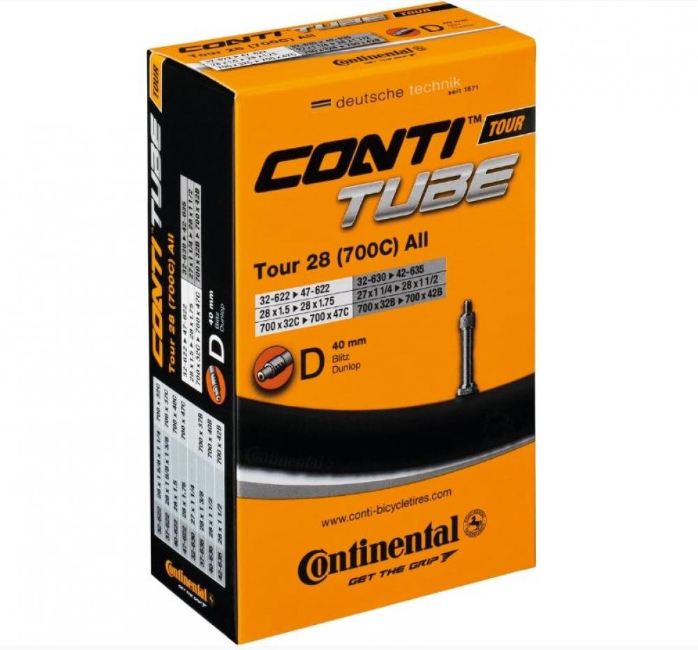 Continental 2x Schlauch Conti Tour 28 all (700C) 27/28x1 1/4-1.75 mit 40mm Dunlop Ventil.