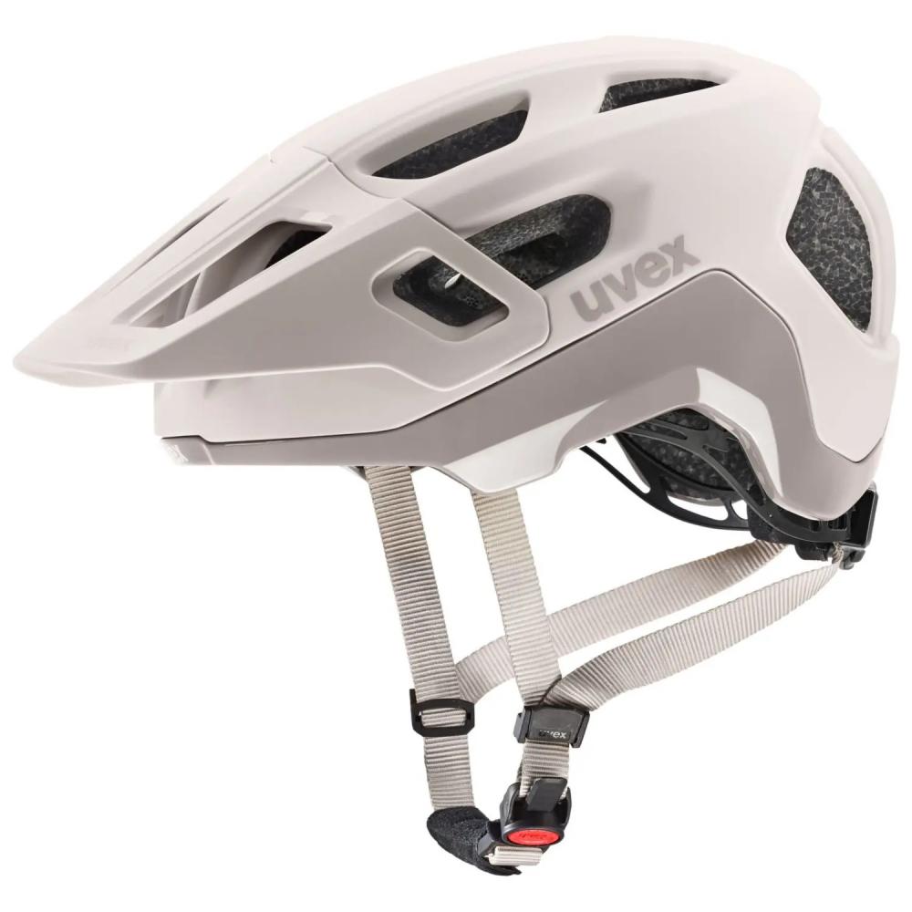 uvex react MTB-Fahrradhelm - Größe 52-56 cm, Warm Grey Matt, 2-step 3D IAS, mehrteilige Schale, sportliches Gelände