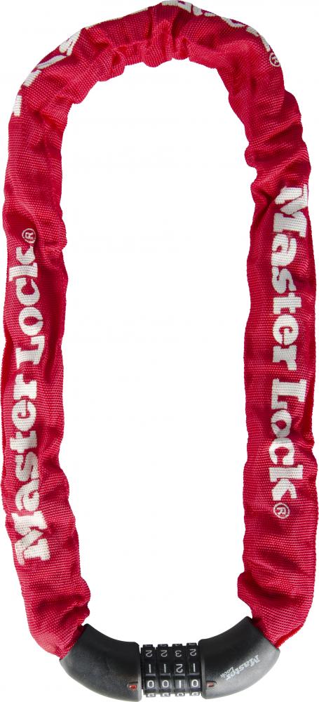 Master Lock Kettenschloss 8392, 8 mm x 900 Rot - sichere Fahrradkette mit Zahlencode