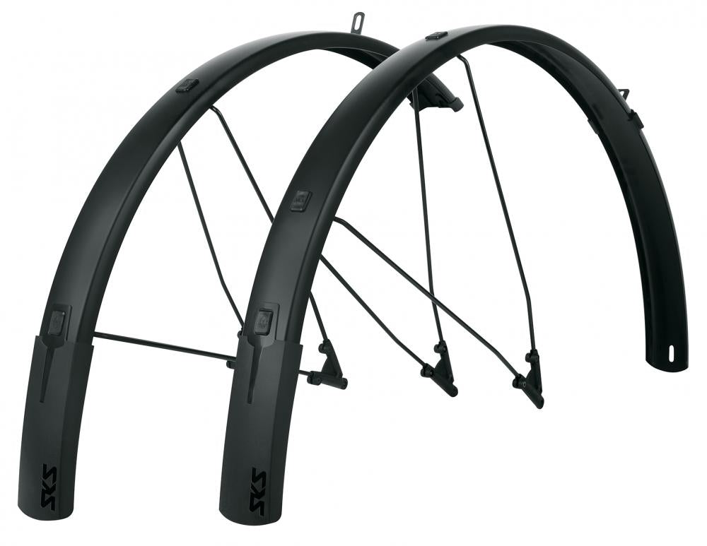 SKS Bluemels Style 28" Schutzblech-Set, matt schwarz, für 27,5-29" Räder, mit Haltestreben und V-Adapter.