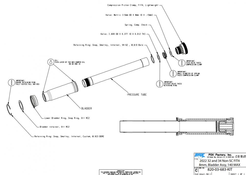 FOX Service Set Air Shaft Assy AWL 36 E-Opt 160mm - präzise Luftfeder-Wartung
