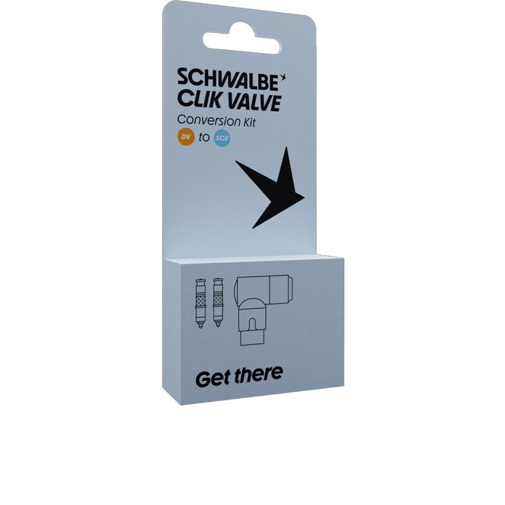 Schwalbe CLIK VALVE Ventil-Umrüstkit DV auf SCV. Aktuelle Generation für Fahrradventile.