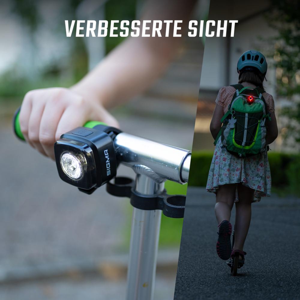 AURA Sigma Licht AURA MICRO Akku-Beleuchtungsset 30 Lux USB-C - StVZO-konform Fahrradlampe Schwarz