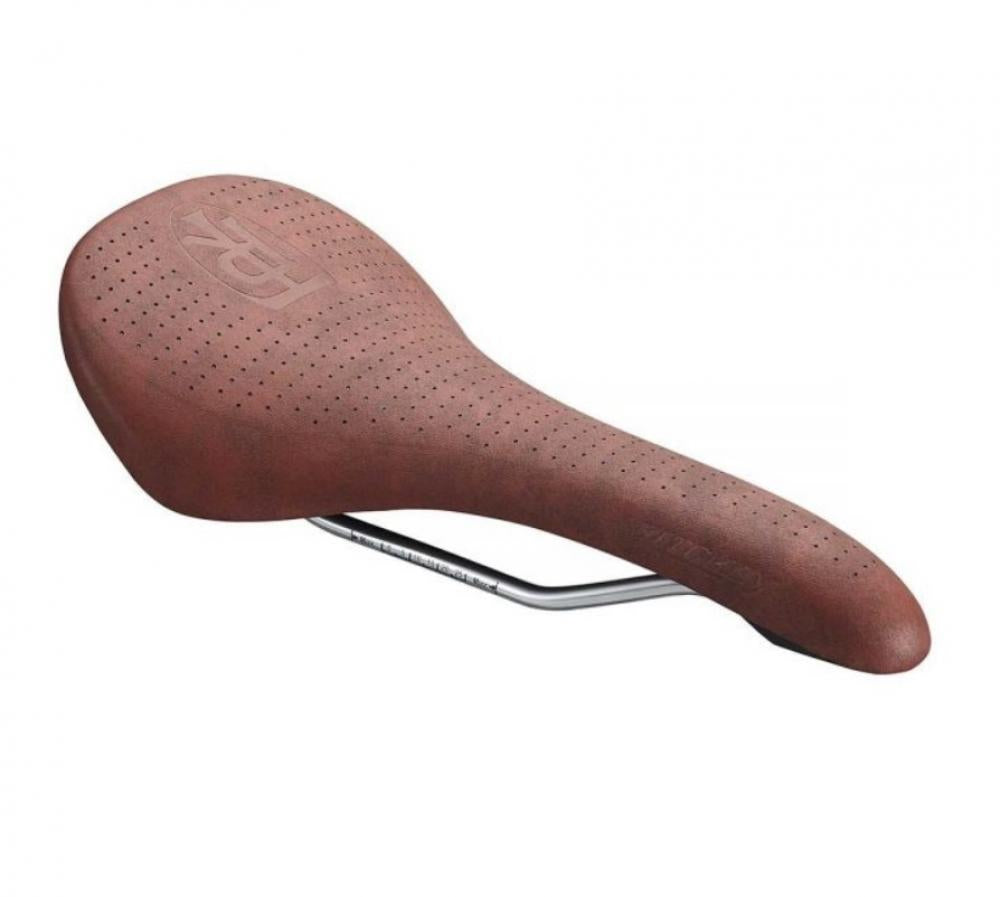 Brauner Ritchey Classic Fahrradsattel aus Stahl mit perforierter Oberfläche, 278x142mm.
