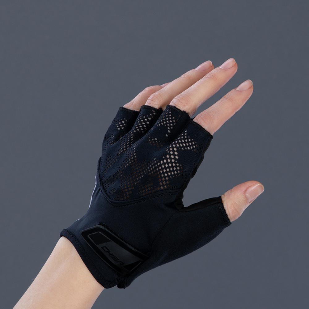 CHIBA Lady Gel - Damen Radhandschuhe kurzfinger, schwarz/schwarz, S
