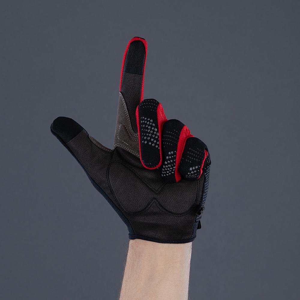 CHIBA Gel Performer - Radhandschuhe kurz, S, schwarzz/rot, Gelpolster & Touchfinger