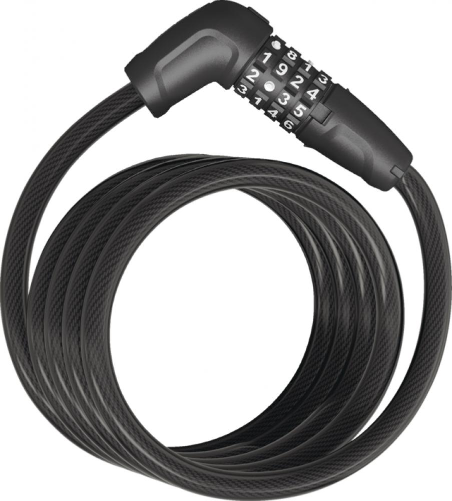 ABUS Numero 5510C/180 Spiralkabel-Zahlenschloss, 10 mm Ø, 180 cm, Dunkel-Tast-Funktion, Sicherheitslevel 3, schwarz