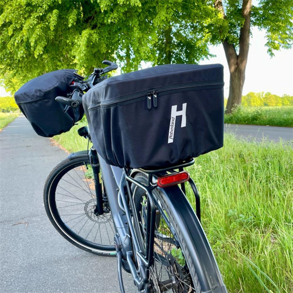 Haberland Überzug für hinteren Korb schwarz - zuverlässiger Regenschutz für Fahrkorb