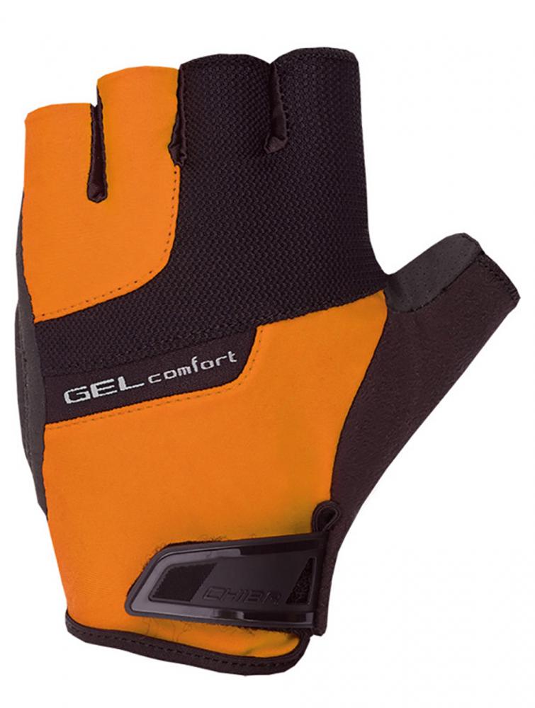 CHIBA Gel Comfort - Radhandschuhe XS schwarz/orange mit Poron-Gelpolsterung