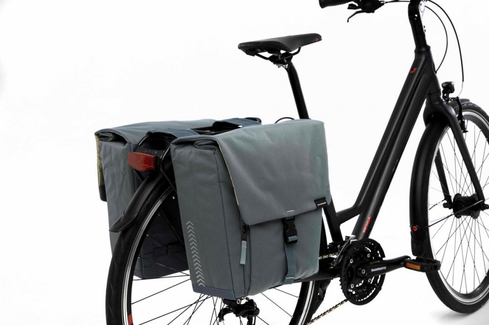 New Looxs Doppelpacktasche Tulum Grey Green Grey - geräumige, wasserabweisende Fahrradtasche
