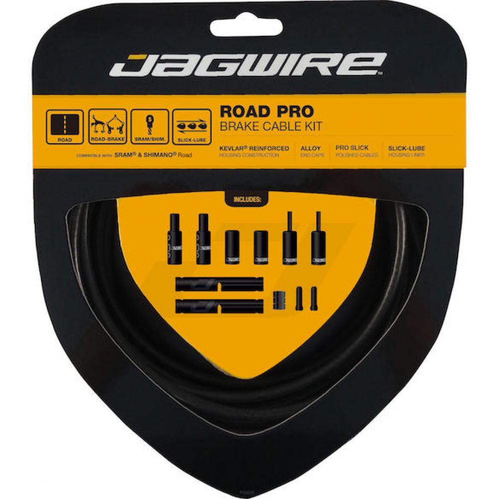 Jagwire Road Pro Bremszugset Stealth Black - Kevlar-verstärkte Außenhüllen für präzise Bremsperformance