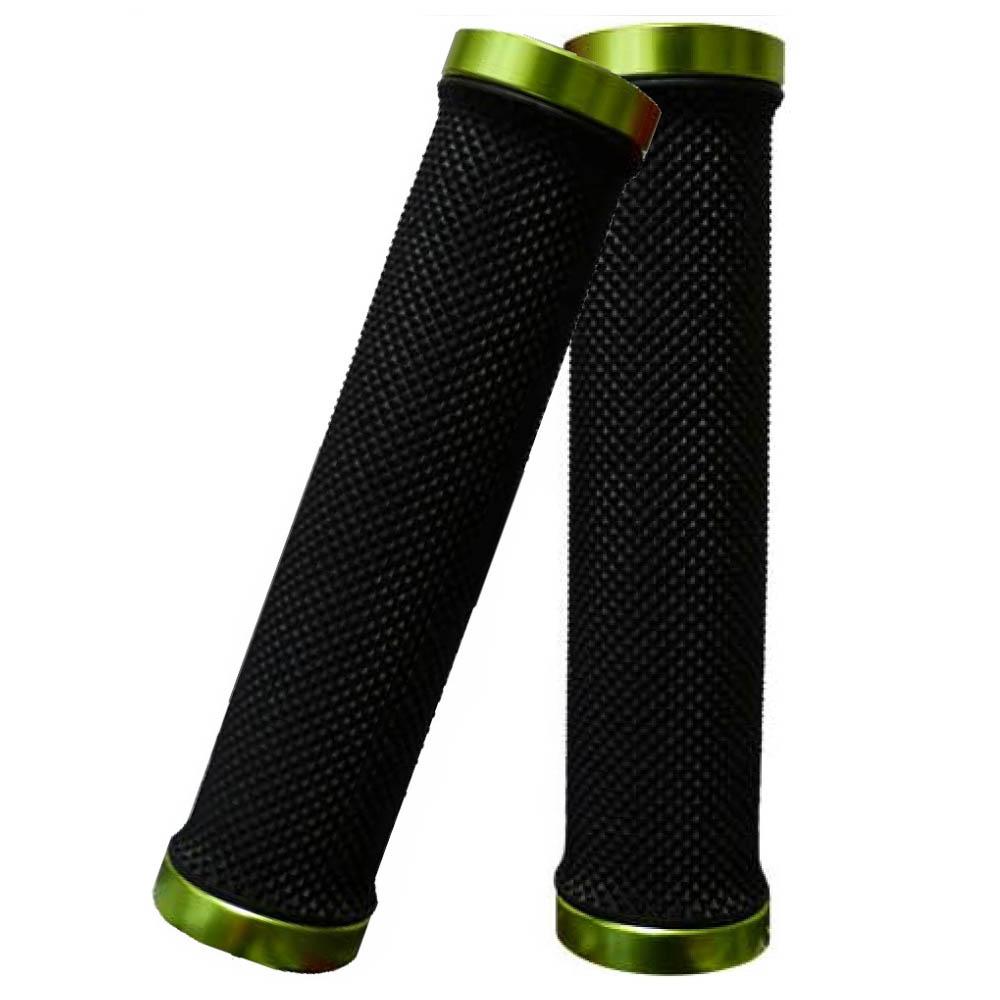 Ergotec Lenkergriffe Bilbao RSK-09/2 in Schwarz mit grünen Klemmringen für Fahrräder.